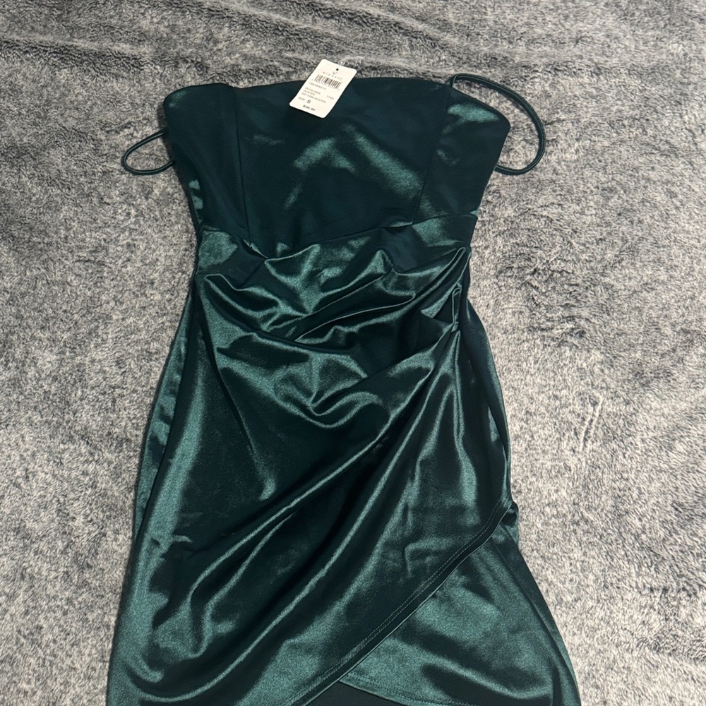 Hunter Dark Green Satin Mini Dress